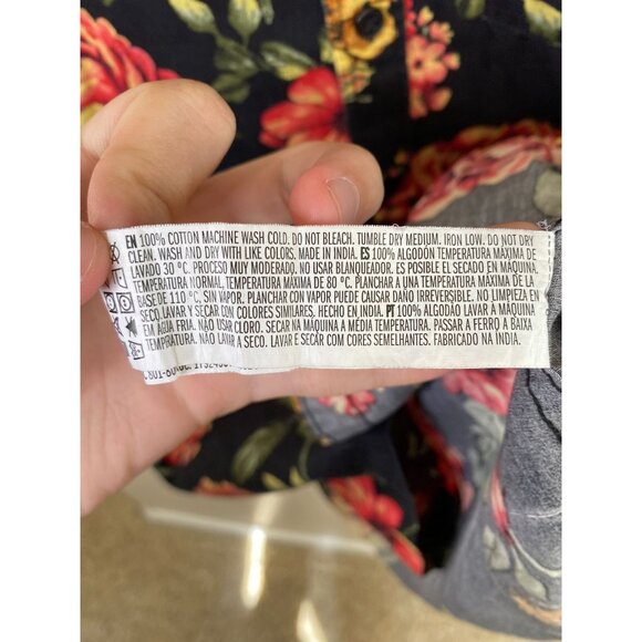 Forever 21 Mens Floral Print Short Sleeve Button-Up Shirt M Black Multicolor - Picture 5 of 6